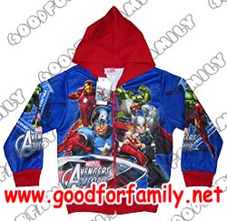 เสื้อกันหนาว jacket Avenger มีฮู้ด อเวนเจอร์ สีน้ำเงิน-แดง แจ็กเก็ต เสื้อมีฮู้ด hood เสื้อแขนยาว เสื้อผ้าเด็ก รหัส jckave001