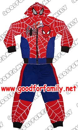 เสื้อแขนยาวมีฮู้ด กางเกงขายาว Spiderman สีแดง-น้ำเงิน สไปเดอร์แมน ชุดนอนเด็ก เสื้อผ้าเด็ก รหัส setlngspi001