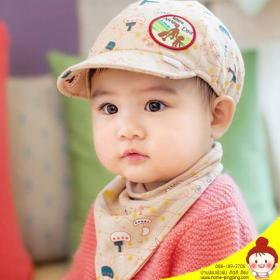 หมวกแก๊ปคุณชายโมเดิ้น + ผ้าพันคอ (สีเบจ)