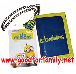 กระเป๋าสตางค์เด็ก Minions Le buddies สีน้ำเงิน-เหลือง มีโซ่ แบบ 3 ตอน มินเนียน กระเป๋าตัง กระเป๋าเด็ก รหัส bckntedes005