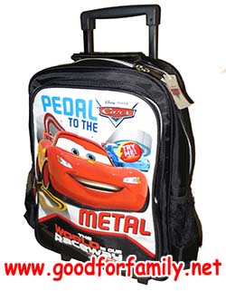 กระเป๋าล้อลากเด็ก 16 นิ้ว Cars Lightning McQueen สีดำ มีไฟกระพริบ คาร์ส ไลท์นิ่งแมคควีน กระเป๋านักเรียน กระเป๋าเดินทาง กระเป๋าเด็ก รหัส bcktrocar009