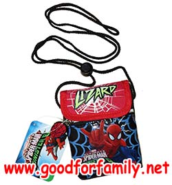 กระเป๋าคล้องคอ การ์ตูน Spiderman สีดำ สีแดง สไปเดอร์แมน กระเป๋าใส่โทรศัพท์ พร้อมส่ง รหัส bckslispi016
