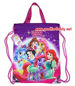 กระเป๋าเชือกรูด กระเป๋าใส่ชุดว่ายน้ำ Princess สีม่วง เจ้าหญิง การ์ตูน พร้อมส่ง กระเป๋าสะพายเด็ก กระเป๋าเด็ก กระเป๋าอนุบาล รหัส bckswmpri001