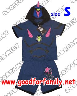 ชุดเสื้อ-กางเกง BEN10 Chromastone ผ้าคอตตอน สีน้ำเงินเข้ม มีฮู้ด hood ชุดเด็ก ชุดแฟนซี fancy เสื้อผ้าเด็ก ben10 เบนเทน รหัส setben003_S