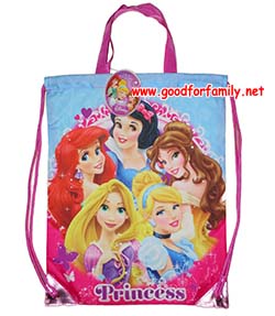 กระเป๋าเชือกรูด กระเป๋าใส่ชุดว่ายน้ำ Princess สีชมพู เจ้าหญิง การ์ตูน พร้อมส่ง กระเป๋าสะพายเด็ก กระเป๋าเด็ก กระเป๋าอนุบาล รหัส bckswmpri002