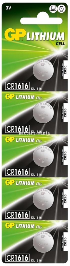 ถ่านกระดุม GP CR1616 pack 5 ก้อน คุณภาพขั้นเทพ ซื้อเป็น pack คุ้มกว่าเห็น ๆ  made in japan
