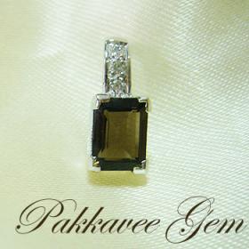 จี้เงินแท้ 925 ฝัง smoky quartz แท้ (ฟรีค่าส่ง)