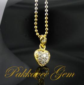 จี้หัวใจทอง 22K Gp ฝังเพชรรัสเซีย