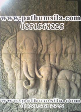 ช้างมงคล 5 เชือก 120*160 cm Jigsaw elephant สีทราย