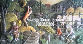 วิถีไทยในชนบท 170*100 cm Thai Folk In The Countryside สีฝุ่น