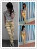 กางเกงลายทางสีเหลืองมัสตาร์ด
