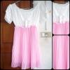 เดรส ช่วงบนผ้าลูกไม้สีขาว กระโปรงอัดจีบ