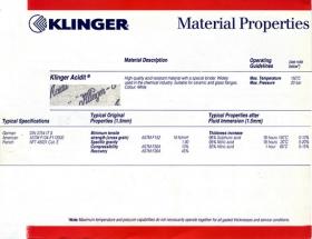 ขายปะเก็นแผ่นใยหินทนกรด หรือ acid resistant asbestos gasket sheet ยี่ห้อ klinger acidit