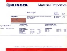ขาย klinger asbestos fibre jointing ปะเก็นแผ่นใยหิน klinger 80