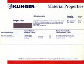 ขายปะเก็นแผ่นใยหินเสริมไส้ลวด หรือ wire reinforced asbestos gasket sheet ยี่ห้อ klingerit 1000