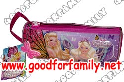 ซองใส่ดินสอ Barbie  แบบซิป สีชมพู ทรงอ้วน ใส่เครื่องเขียน กระเป๋าเครื่องเขียน กล่องดินสอ บาร์บี้ รหัส stabar001