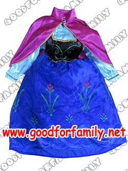 ชุดแฟนซี กระโปรง พร้อมผ้าคลุมไหล่ frozen anna สีน้ำเงิน-ฟ้า-ม่วง โฟรเซ่น แอนนา เสื้อผ้าเด็ก แซก แซ็ก  แต่งแฟนซี กระโปรงเด็ก รหัส fcyfro001