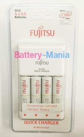 Fujitsu Quick Charger 2HR เครื่องชาร์จเร็ว 2 ชม. พร้อมlสุดยอดถ่านชาร์จ AA 4 ก้อน