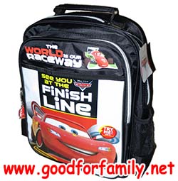 กระเป๋าเป้ Cars Lightning McQueen  14 นิ้ว สีดำ การ์ตูน มีไฟ คาร์ส ไลท์นิ่ง แม็คควีน กระเป๋านักเรียน กระเป๋าสะพาย กระเป๋าอนุบาล รหัส bckpckcar011