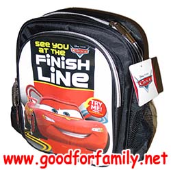 กระเป๋าเป้ Cars Lightning McQueen  10 นิ้ว สีดำ การ์ตูน มีไฟ คาร์ส ไลท์นิ่ง แม็คควีน กระเป๋านักเรียน กระเป๋าสะพาย กระเป๋าอนุบาล รหัส bckpckcar009