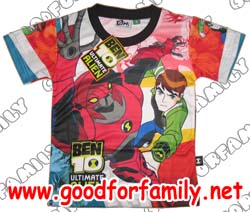 เสื้อคอกลม ผ้ามัน Ben10 Ultimate Alien ภาค 3 สีชมพู คอสีดำ กรุ๊ปเล็ก เบนเทน เบ็นเท็น เสื้อยืด เสื้อแขนสั้น เสื้อผ้าเด็ก การ์ตูน รหัส rndben094