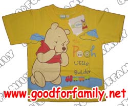 เสื้อคอกลม ผ้า Cotton Pooh Little Builder สีเหลือง เสื้อยืด เสื้อแขนสั้น พูห์ disney เสื้อการ์ตูน เสื้อผ้าเด็ก รหัส rnddsy008
