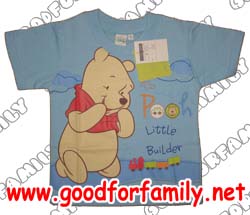 เสื้อคอกลม ผ้า Cotton Pooh Little Builder สีฟ้า เสื้อยืด เสื้อแขนสั้น พูห์ disney เสื้อการ์ตูน เสื้อผ้าเด็ก รหัส rnddsy009