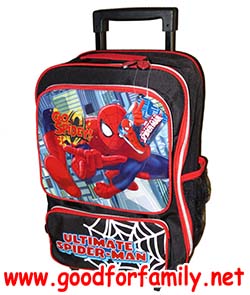 กระเป๋าล้อลาก 16 นิ้ว Spiderman สีดำ-แพง สไปเดอร์แมน กระเป๋านักเรียน กระเป๋าล้อลาก กระเป๋าเด็ก กระเป๋าเดินทาง รหัส bcktrospi007