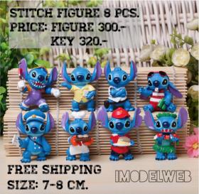 STITCH18K พวงกุญแจโมเดลสติทช์ ชุด 8 ตัว