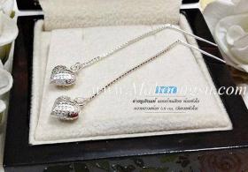 ต่างหูเงินแท้ แบบก้านเสียบ ห้อยหัวใจ