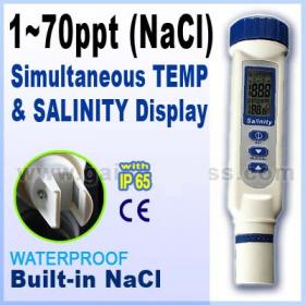 เครื่องวัดความเค็ม เกลือ (Salinity Meter) สำหรับวัดความเค็มบ่อปลา บ่อกุ้ง น้ำทางการเกษตร ใช้รดสวนกล้วยไม้ สวนผลไม้ นาข้าว ช่วงค่า 1-70 ppt รุ่น AZ-8371